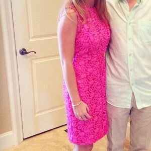 Kate Spade pink appliqué floral dress